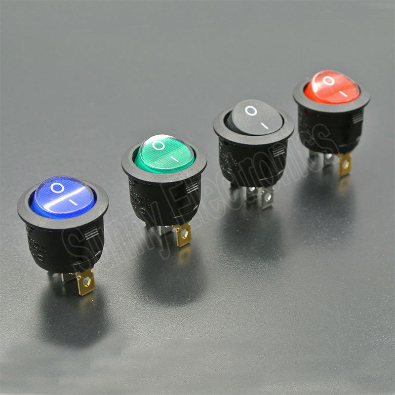 4pcs On/Off Red Green Blue Black LED Lighted Round Rocker Switch Car Dash Dashboard BoatTruck RV Boat ATV Home